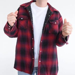 Tough Duck  Red Black Checker Pattern Shacket Work Jacket Size 2XL